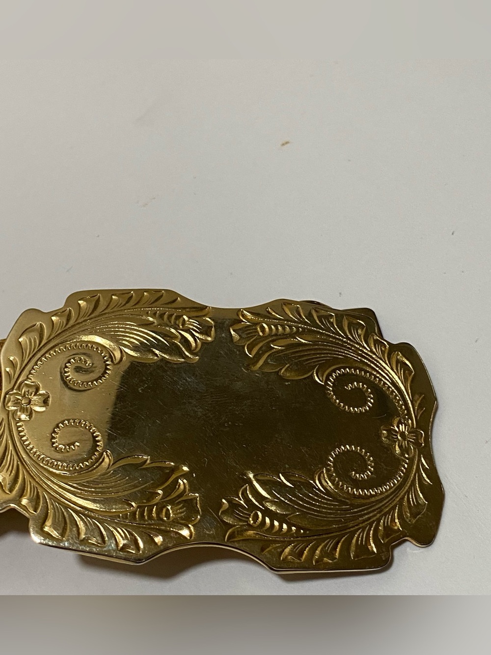 Vintage Gold Braided Woven Metal Mesh Belt Engraved Western Buckle